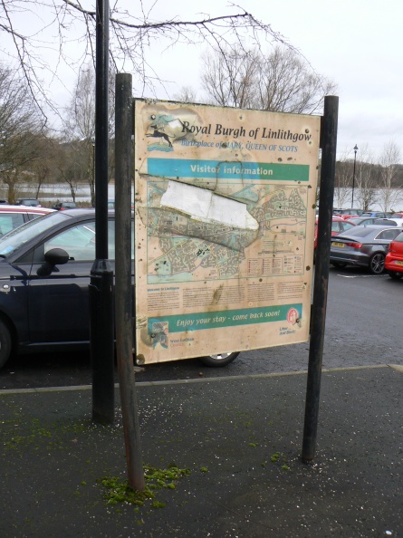 Broken info board  Lochside  car park.JPG