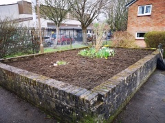 Dovecot Park raised bed after clearance 280323