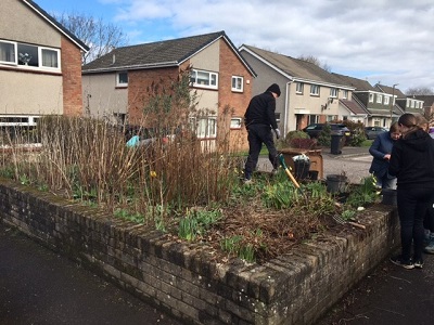 Volunteers working on the Dovecot Park bed